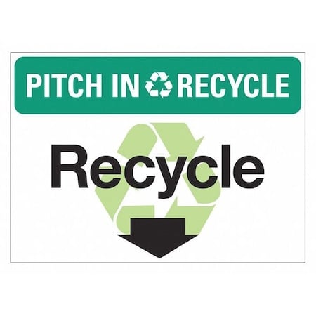 PITCH IN & RECYCLE PLEASE RECYCLE (RECYCLE SYMBOL), 14 in W x 10 in H, LCU1-0137-ED-PK5_14x10 MPN:LCU1-0137-ED-PK5_14x10
