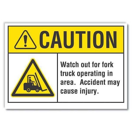 Caution Sign, 10 in H, 14 in W, Non-PVC Polymer, Horizontal Rectangle, English, LCU3-0014-ED_14x10 MPN:LCU3-0014-ED_14x10