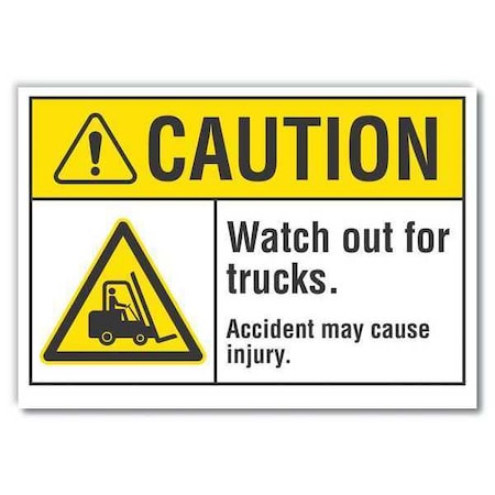 Caution Sign, 10 in H, 14 in W, Non-PVC Polymer, Horizontal Rectangle, English, LCU3-0015-ED_14x10 MPN:LCU3-0015-ED_14x10