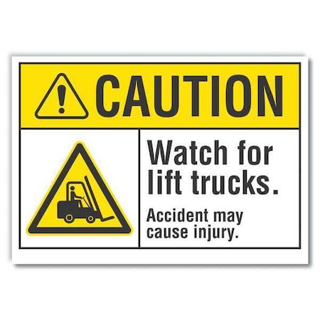 Caution Sign, 10 in H, 14 in W, Non-PVC Polymer, Horizontal Rectangle, English, LCU3-0016-ED_14x10 MPN:LCU3-0016-ED_14x10