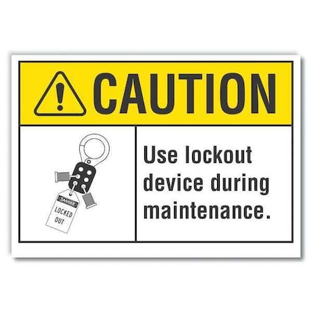 Caution Sign, 10 in Height, 14 in Width, Non-PVC Polymer, Horizontal Rectangle, English MPN:LCU3-0103-ED_14x10