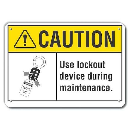 Caution Sign, 10 in Height, 14 in Width, Plastic, Horizontal Rectangle, English MPN:LCU3-0103-NP_14x10