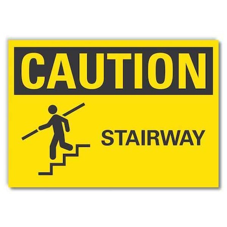 Caution, Stair Way, 10 in W x 7 in H, Vertical Rectangle, Non-PVC Polymer, LCU3-0142-ED_10x7 MPN:LCU3-0142-ED_10x7