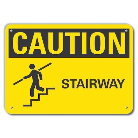 Caution, Stairway, 14 in W x 10 in H, Horizontal Rectangle, Plastic, LCU3-0142-NP_14x10 MPN:LCU3-0142-NP_14x10