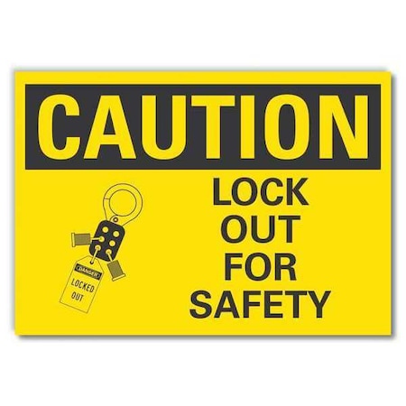 Caution Sign, 10 in Height, 14 in Width, Non-PVC Polymer, Horizontal Rectangle, English MPN:LCU3-0148-ED_14x10
