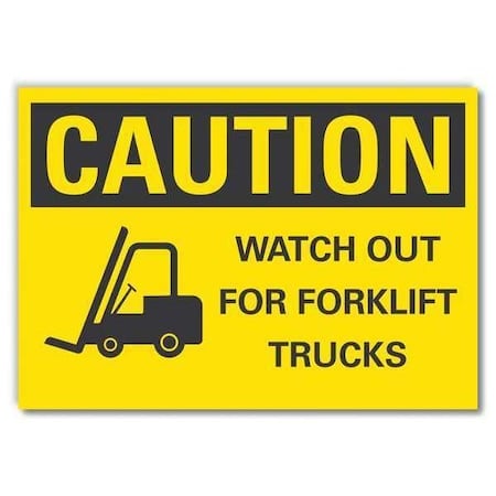 Caution Sign, 10 in H, 14 in W, Non-PVC Polymer, Horizontal Rectangle, English, LCU3-0195-ED_14x10 MPN:LCU3-0195-ED_14x10