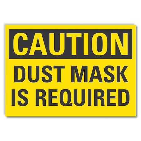 Dust Mask Caution Reflective Label, 3 1/2 in Height, 5 in Width, Reflective Sheeting, English MPN:LCU3-0271-RD_5x3.5