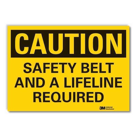 Fall Caution Reflective Label, 5 in Height, 7 in Width, Reflective Sheeting, Horizontal Rectangle MPN:LCU3-0355-RD_7x5