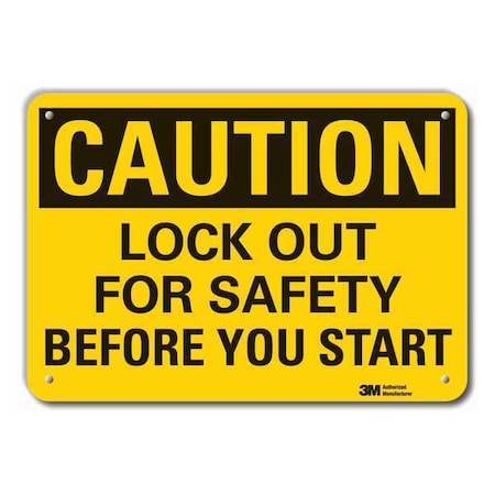 Reflective Lockout Tagout Caution Sign, 10 in Height, 14 in Width, Aluminum, Horizontal Rectangle MPN:LCU3-0363-RA_14x10