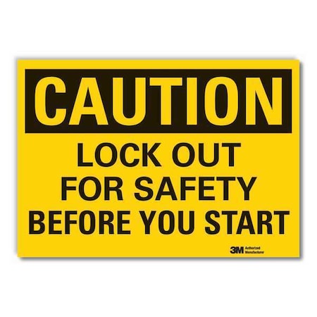 Lockout Tagout Caution Reflective Label, 7 in Height, 10 in Width, Reflective Sheeting, English MPN:LCU3-0363-RD_10x7