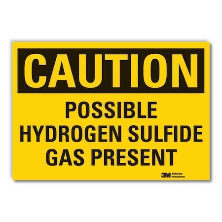 Hydrogen Sulfide Caution Reflective Label, 10 in Height, 14 in Width, Reflective Sheeting, English MPN:LCU3-0367-RD_14x10