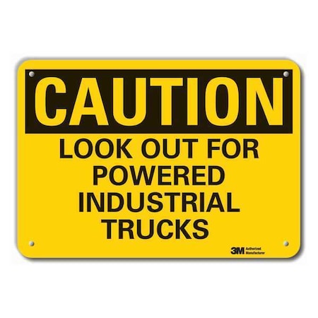 Reflective Lift Truck Traffic Caution Sign, 7 in H, 10 in W, Vertical Rectangle, LCU3-0374-RA_10x7 MPN:LCU3-0374-RA_10x7