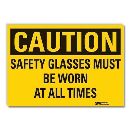 Caution Sign, 7 in H, Vinyl, Safety Glasses, LCU3-0379-RD_10x7 MPN:LCU3-0379-RD_10x7