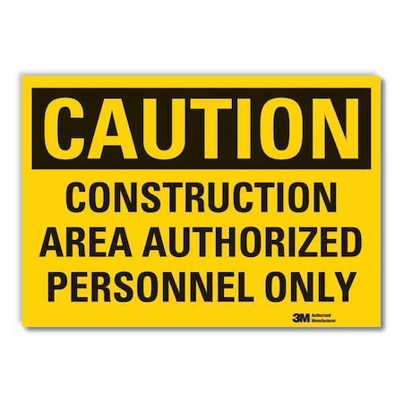 Construction Area Caution Reflective Label, 5 in Height, 7 in Width, Reflective Sheeting, English MPN:LCU3-0392-RD_7x5