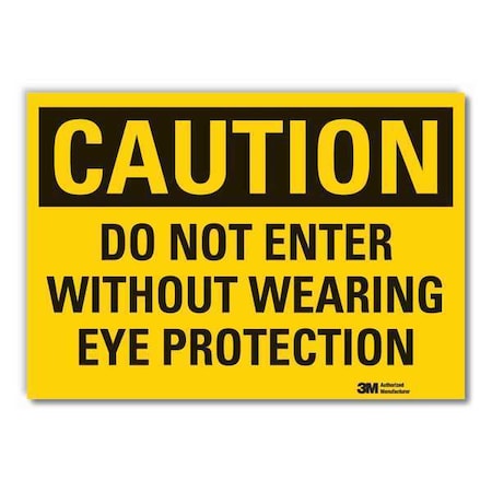 Eye Caution Reflective Label, 10 in Height, 14 in Width, Reflective Sheeting, Horizontal Rectangle MPN:LCU3-0393-RD_14x10