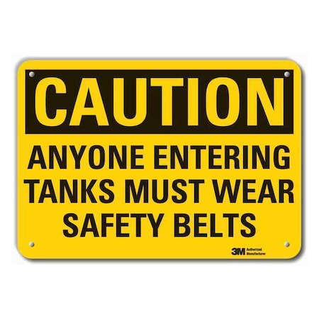 Reflective Safety Belts Caution Sign, 10 in Height, 14 in Width, Aluminum, Horizontal Rectangle MPN:LCU3-0394-RA_14x10