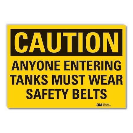Caution Sign, 3-1/2 in. H, Vinyl, LCU3-0394-RD_5x3.5 MPN:LCU3-0394-RD_5x3.5