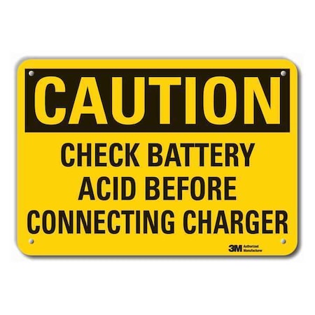 Reflective Battery Hazard Caution Sign, 10 in H, 14 in W, Horizontal Rectangle, LCU3-0395-RA_14x10 MPN:LCU3-0395-RA_14x10