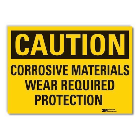 Corrosive Materials Caution Reflective Label, 7 in Height, 10 in Width, Reflective Sheeting MPN:LCU3-0396-RD_10x7
