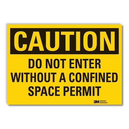 Confined Space Caution Reflective Label, 5 in H x 7 in W, Reflective Sheeting, Horizontal Rectangle MPN:LCU3-0397-RD_7x5