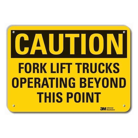 Caution Sign, 7 in H, Alum, Fork Lift, 7 in H, 10 in W, Aluminum, Vertical Rectangle, LCU3-0398-RA_10x7 MPN:LCU3-0398-RA_10x7