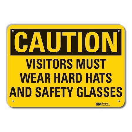 Reflective Visitors Caution Sign, 10 in Height, 14 in Width, Aluminum, Horizontal Rectangle MPN:LCU3-0404-RA_14x10