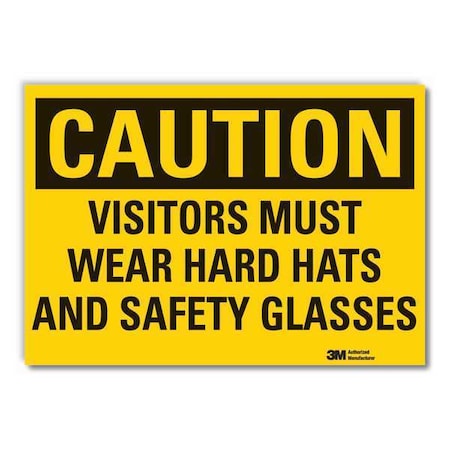 Visitors Caution Reflective Label, 5 in Height, 7 in Width, Reflective Sheeting, English MPN:LCU3-0404-RD_7x5