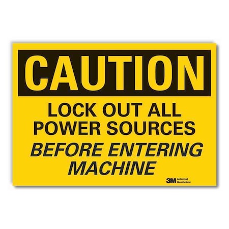 Caution Sign, 3-1/2 in. H, Vinyl, LCU3-0417-RD_5x3.5 MPN:LCU3-0417-RD_5x3.5