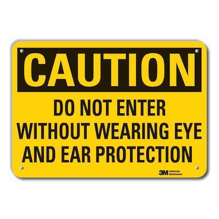 Reflective Eye & Ear Caution Sign, 7 in Height, 10 in Width, Aluminum, Vertical Rectangle MPN:LCU3-0420-RA_10x7