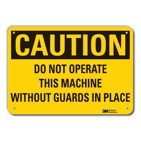 Reflective Machine Guards Caution Sign, 10 in Height, 14 in Width, Aluminum, Horizontal Rectangle MPN:LCU3-0421-RA_14x10
