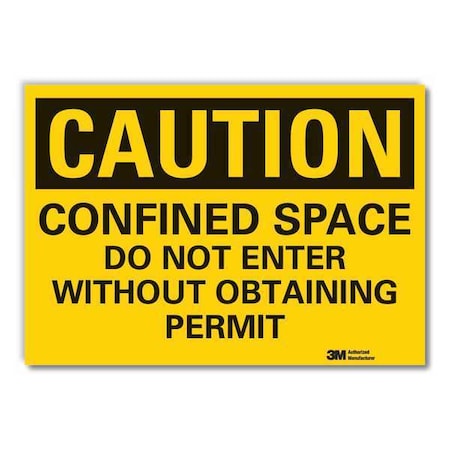 Caution Sign, 3-1/2 in. H, Vinyl, LCU3-0427-RD_5x3.5 MPN:LCU3-0427-RD_5x3.5