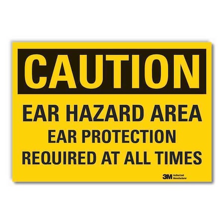 Hearing Caution Reflective Label, 10 in Height, 14 in Width, Reflective Sheeting, English MPN:LCU3-0429-RD_14x10
