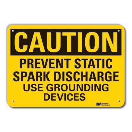 Reflective Grounding Caution Sign, 10 in Height, 14 in Width, Aluminum, Horizontal Rectangle MPN:LCU3-0430-RA_14x10