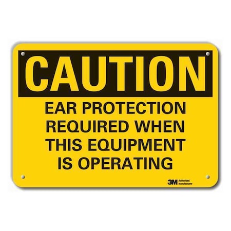 Caution Sign, 10 in H, Alum, Ear Protection MPN:LCU3-0443-RA_14x10
