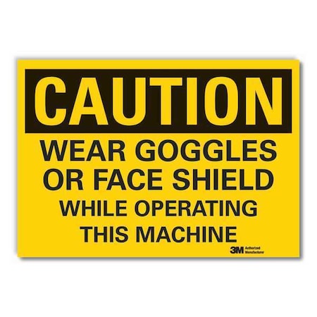 Eye & Face Caution Reflective Label, 3 1/2 in Height, 5 in Width, Reflective Sheeting, English MPN:LCU3-0444-RD_5x3.5