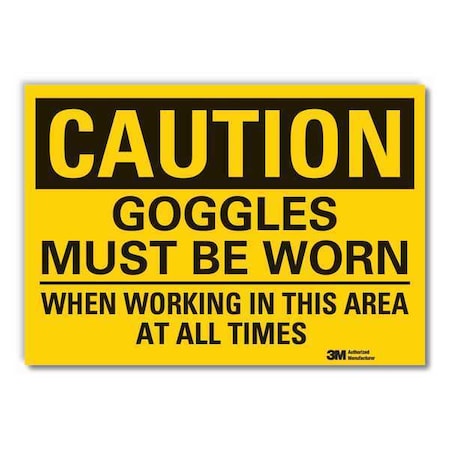 Caution Sign, 3-1/2 in. H, Vinyl, LCU3-0451-RD_5x3.5 MPN:LCU3-0451-RD_5x3.5
