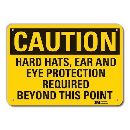 Reflective Hard Hat Caution Sign, 10 in Height, 14 in Width, Aluminum, Horizontal Rectangle MPN:LCU3-0454-RA_14x10