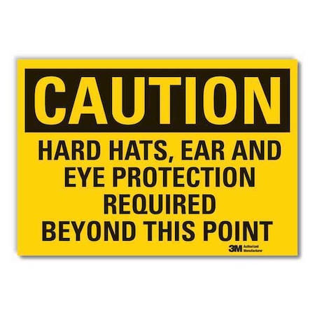 Hard Hat Caution Reflective Label, 10 in Height, 14 in Width, Reflective Sheeting, English MPN:LCU3-0454-RD_14x10