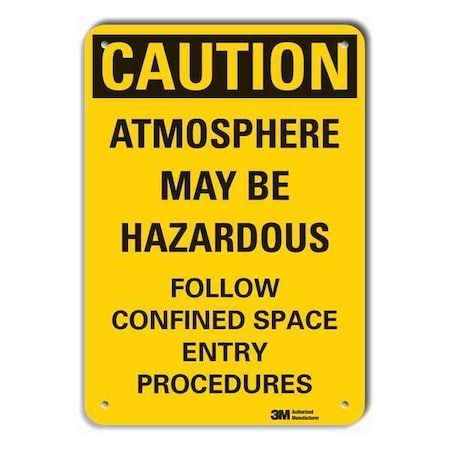 Reflective Confined Space Caution Sign, 10 in H x 7 in W, Aluminum, Horizontal Rectangle MPN:LCU3-0460-RA_10x7