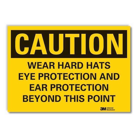 Hard Hats Caution Reflective Label, 7 in Height, 10 in Width, Reflective Sheeting, English MPN:LCU3-0462-RD_10x7