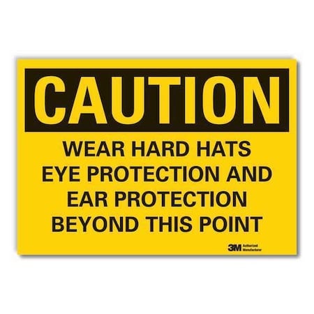 Hard Hats Caution Reflective Label, 5 in Height, 7 in Width, Reflective Sheeting, English MPN:LCU3-0462-RD_7x5