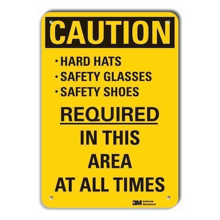 Reflective Hard Hat Caution Sign, 10 in Height, 7 in Width, Aluminum, Horizontal Rectangle MPN:LCU3-0469-RA_10x7