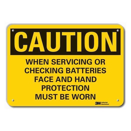 Reflective Battery Hazard Caution Sign, 7 in Height, 10 in Width, Aluminum, Vertical Rectangle MPN:LCU3-0471-RA_10x7