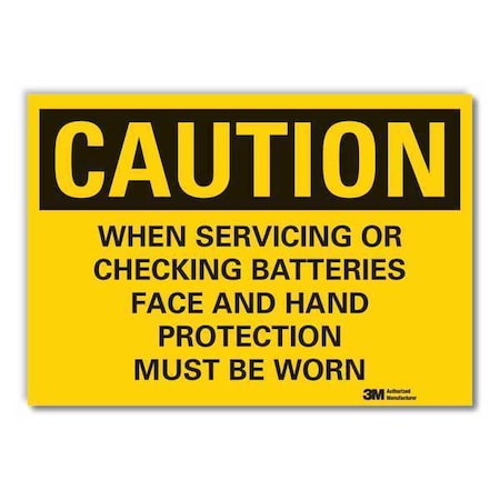 Battery Hazard Caution Reflective Label, 7 in Height, 10 in Width, Reflective Sheeting, English MPN:LCU3-0471-RD_10x7