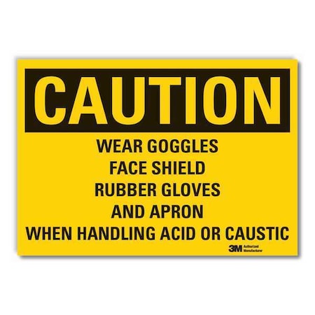 Caution Sign, 3-1/2 in. H, Vinyl, LCU3-0475-RD_5x3.5 MPN:LCU3-0475-RD_5x3.5