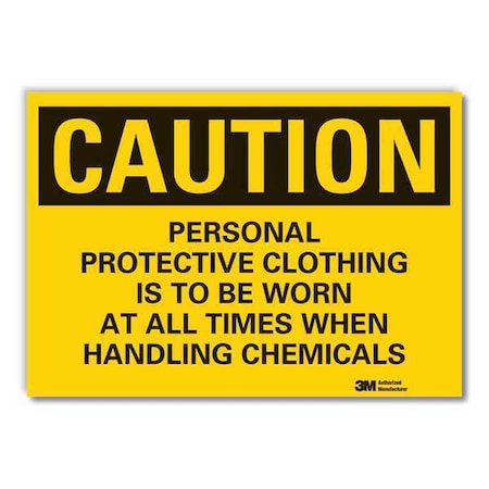 Caution Sign, 3-1/2 in. H, Vinyl, LCU3-0477-RD_5x3.5 MPN:LCU3-0477-RD_5x3.5