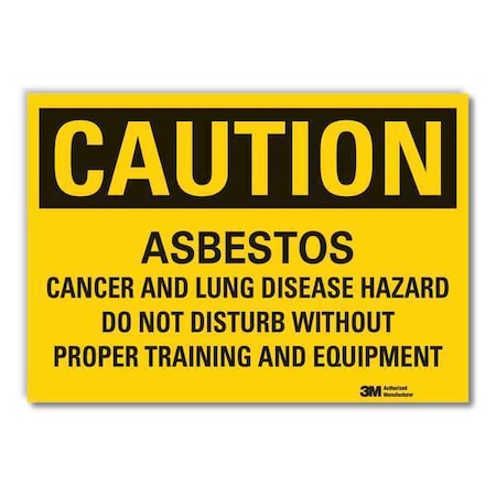 Asbestos Caution Reflective Label, 10 in H, 14 in W, English, LCU3-0483-RD_14x10 MPN:LCU3-0483-RD_14x10