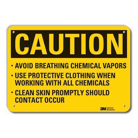 Reflective Ppe Caution Sign, 7 in Height, 10 in Width, Aluminum, Vertical Rectangle, English MPN:LCU3-0490-RA_10x7
