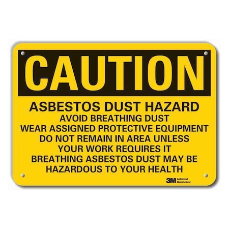 Reflective Asbestos Caution Sign, 10 in Height, 14 in Width, Aluminum, Horizontal Rectangle MPN:LCU3-0492-RA_14x10