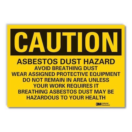 Asbestos Caution Reflective Label, 3 1/2 in Height, 5 in Width, Reflective Sheeting, English MPN:LCU3-0492-RD_5x3.5